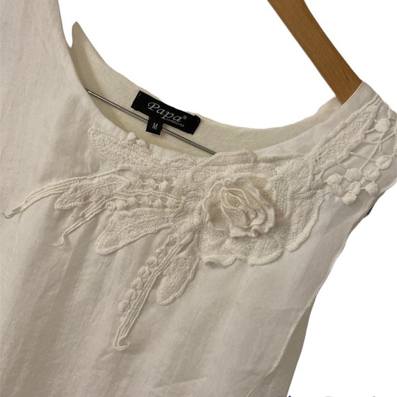 PAPA 🇨🇦 Sleeveless Top Sz M Beautiful Detail White Wedding Bridal - Picture 3 of 8